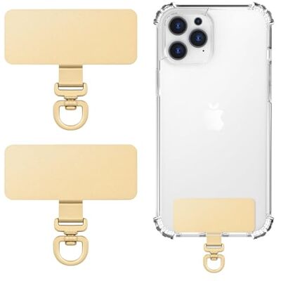 MoKo 2 verpakkingen 360 graden draaibare metalen telefoonlipjes met rechthoekige riem voor de meeste hoesjes met volledige afdekking, universele riem voor iPhone, goud MoKo 2 verpakkingen 360 graden draaibare metalen telefoonlipjes met rechthoekige riem voor de meeste hoesjes met volledige afdekking, universele riem voor iPhone, goud