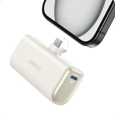 Anker Externe nano-batterij, 5000 mAh, 22,5 W, geïntegreerde opvouwbare USB-C-aansluiting, compatibel met iPhone 16 Pro Max/15/14, Samsung S22/23, Note20/10, Huawei, iPad Pro/Air, AirPods en Plus Encore (wit) Anker Externe nano-batterij, 5000 mAh, 22,5 W, geïntegreerde opvouwbare USB-C-aansluiting, compatibel met iPhone 16 Pro Max/15/14, Samsung S22/23, Note20/10, Huawei, iPad Pro/Air, AirPods en Plus Encore (wit)
