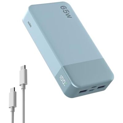 NOBIS Externe accu, 20.000 mAh, 65 W, powerbank, dubbele USB-C PD 3.0, externe accu, snel opladen, 4 gelijktijdige poorten, lage stroommodus, voor laptop, telefoon, tablet NOBIS Externe accu, 20.000 mAh, 65 W, powerbank, dubbele USB-C PD 3.0, externe accu, snel opladen, 4 gelijktijdige poorten, lage stroommodus, voor laptop, telefoon, tablet