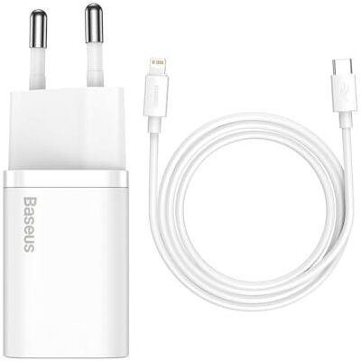 Baseus Carregador Wall Super Si 1C Fast USB Type C 20W Power Delivery + USB Type C Cape Lightning 1M Branco (Tzccsup Baseus Carregador Wall Super Si 1C Fast USB Type C 20W Power Delivery + USB Type C Cape Lightning 1M Branco (Tzccsup