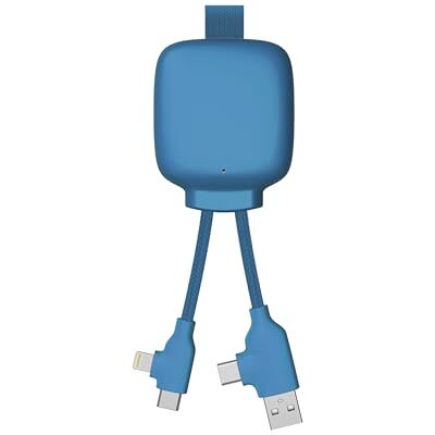 Xoopar 4-in-1 USB-multiconnectorkabel, universele oplader en externe batterij, 3000 mAh, van gerecycled kunststof, Gamma Lite, blauw Xoopar 4-in-1 USB-multiconnectorkabel, universele oplader en externe batterij, 3000 mAh, van gerecycled kunststof, Gamma Lite, blauw