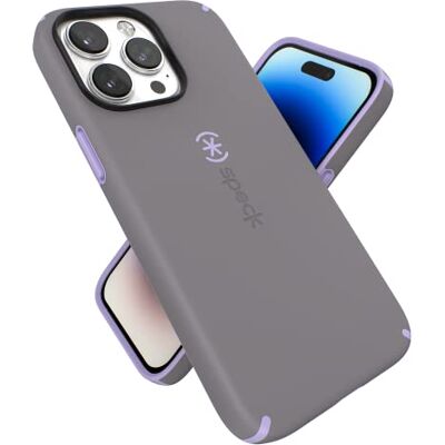 Speck Dubbellaags hoesje voor iPhone 14 Pro Max Bescherming tegen vallen, krassen, ontworpen voor MagSafe met soft-touch coating Dubbellaags hoesje Wolkengrijs/lentepaars Speck Dubbellaags hoesje voor iPhone 14 Pro Max Bescherming tegen vallen, krassen, ontworpen voor MagSafe met soft-touch coating Dubbellaags hoesje Wolkengrijs/lentepaars