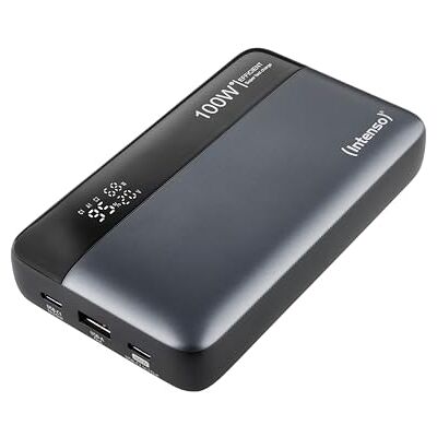 Intenso Powerbank HE20000 Powerbank met Power Delivery (100 W) en USB-C naar USB-C oplaadkabel, 20.000 mAh, grijs/zwart Intenso Powerbank HE20000 Powerbank met Power Delivery (100 W) en USB-C naar USB-C oplaadkabel, 20.000 mAh, grijs/zwart