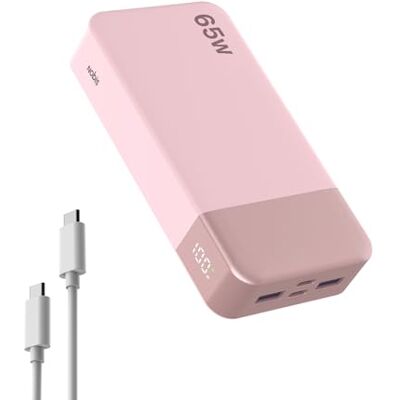 NOBIS Externe accu, 20.000 mAh, 65 W, powerbank, dubbele USB-C PD 3.0, externe accu, snel opladen, 4 gelijktijdige poorten, lage stroommodus, voor laptop, telefoon, tablet NOBIS Externe accu, 20.000 mAh, 65 W, powerbank, dubbele USB-C PD 3.0, externe accu, snel opladen, 4 gelijktijdige poorten, lage stroommodus, voor laptop, telefoon, tablet