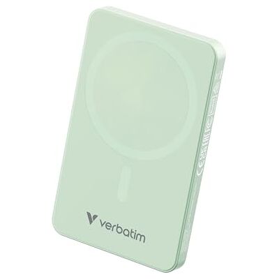Verbatim Charge 'n' Go Essentials Power Bank magnetisch draadloos 5000 mAh Groen Verbatim Charge 'n' Go Essentials Power Bank magnetisch draadloos 5000 mAh Groen