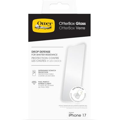 Otterbox Displaybeschermfolie voor iPhone 17, gehard glas met hardheid 9H, krasbescherming, valbescherming voor iPhone 17, splinterbescherming Otterbox Displaybeschermfolie voor iPhone 17, gehard glas met hardheid 9H, krasbescherming, valbescherming voor iPhone 17, splinterbescherming