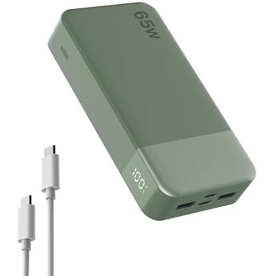 NOBIS Externe accu, 20.000 mAh, 65 W, powerbank, dubbele USB-C PD 3.0, externe accu, snel opladen, 4 gelijktijdige poorten, lage stroommodus, voor laptop, telefoon, tablet NOBIS Externe accu, 20.000 mAh, 65 W, powerbank, dubbele USB-C PD 3.0, externe accu, snel opladen, 4 gelijktijdige poorten, lage stroommodus, voor laptop, telefoon, tablet