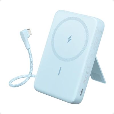 Anker Zolo Magnetische powerbank, draagbare externe batterij, 10.000 mAh, draadloos, met snel opladen, max. 30 W, geïntegreerde USB-C-kabel en verstelbare houder, voor iPhone 15/14-serie, AirPods en nog veel meer Anker Zolo Magnetische powerbank, draagbare externe batterij, 10.000 mAh, draadloos, met snel opladen, max. 30 W, geïntegreerde USB-C-kabel en verstelbare houder, voor iPhone 15/14-serie, AirPods en nog veel meer