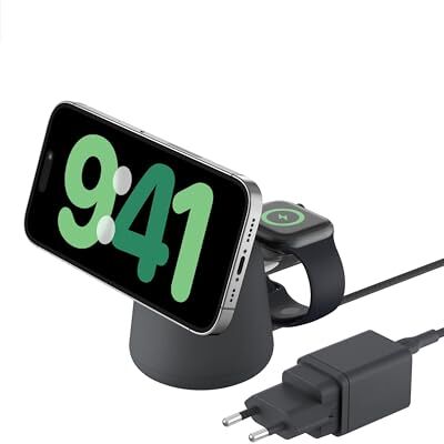 Belkin BoostCharge Pro 2-in-1 laadstation met Qi2, 15 W, MagSafe-compatibel, voor iPhone 17, iPhone Air, Pixelsnap, Apple Watch, AirPods, incl. netadapter, zwart Belkin BoostCharge Pro 2-in-1 laadstation met Qi2, 15 W, MagSafe-compatibel, voor iPhone 17, iPhone Air, Pixelsnap, Apple Watch, AirPods, incl. netadapter, zwart