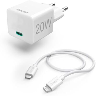 Hama Snellader met Lightning-kabel, mini-oplader, PD, 20 W, 1 m, wit Hama Snellader met Lightning-kabel, mini-oplader, PD, 20 W, 1 m, wit