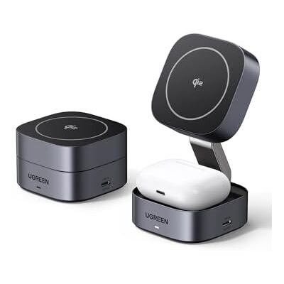 UGREEN MagFlow 2-in-1 Caricatore Wireless iPhone Qi2 15W Certificato UGREEN MagFlow 2-in-1 Caricatore Wireless iPhone Qi2 15W Certificato