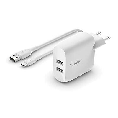 Belkin Boost Charge 24 W USB-A-oplader + USB-A naar USB-C kabel (voor Samsung, Pixel, iPad Pro enz.) Belkin Boost Charge 24 W USB-A-oplader + USB-A naar USB-C kabel (voor Samsung, Pixel, iPad Pro enz.)