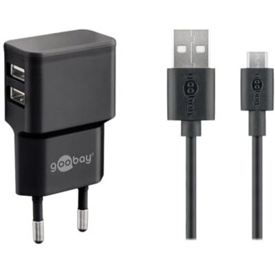 goobay Ultra lineaire module Micro USB Dual Oplaadset 2,4 A 44984 voor wandstopcontact, uitgangsstroom (max.), 2,4 A, 2 x USB goobay Ultra lineaire module Micro USB Dual Oplaadset 2,4 A 44984 voor wandstopcontact, uitgangsstroom (max.), 2,4 A, 2 x USB