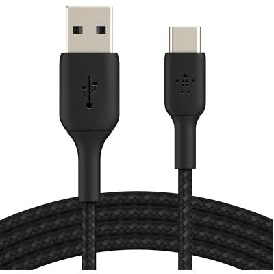 Belkin Gevlochten Boost Charge USB-C-kabel (USB-C/USB-A-kabel, USB-type-C-kabel voor Pixel, iPad Pro, Nintendo Switch en andere apparaten, zoals Samsung), 1 m, zwart Belkin Gevlochten Boost Charge USB-C-kabel (USB-C/USB-A-kabel, USB-type-C-kabel voor Pixel, iPad Pro, Nintendo Switch en andere apparaten, zoals Samsung), 1 m, zwart