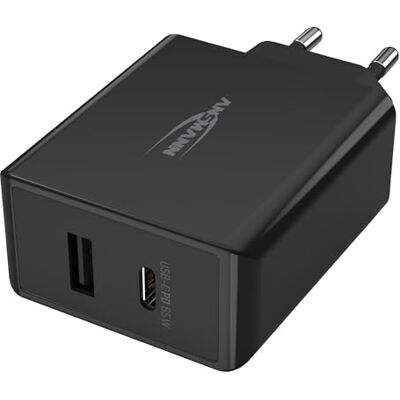 Ansmann USB-oplader met 2 aansluitingen, 60 W – USB C met Quick Charge 3.0 & Power Delivery PD oplader met intelligente laadcontrole voor smartphone, tablet, laptop oplader Ansmann USB-oplader met 2 aansluitingen, 60 W – USB C met Quick Charge 3.0 & Power Delivery PD oplader met intelligente laadcontrole voor smartphone, tablet, laptop oplader