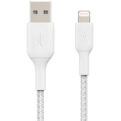 Belkin gevlochten Lightning-kabel (Boost Charge Lightning/USB-kabel voor iPhone, iPad, AirPods) MFi-gecertificeerde iPhone-laadkabel, gevlochten Lightning-kabel (15 cm, wit) Belkin gevlochten Lightning-kabel (Boost Charge Lightning/USB-kabel voor iPhone, iPad, AirPods) MFi-gecertificeerde iPhone-laadkabel, gevlochten Lightning-kabel (15 cm, wit)