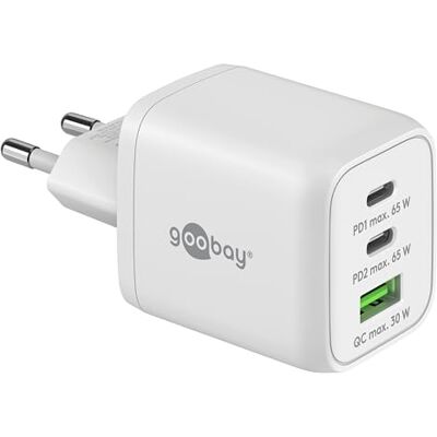 goobay 64754 USB-C PD Nano multiport snellader (65 W) / 2 x USB-C PD 1 x USB-A Quick Charge / stroomadapter voor iPhone oplaadkabel en andere mobiele telefoons wit goobay 64754 USB-C PD Nano multiport snellader (65 W) / 2 x USB-C PD 1 x USB-A Quick Charge / stroomadapter voor iPhone oplaadkabel en andere mobiele telefoons wit