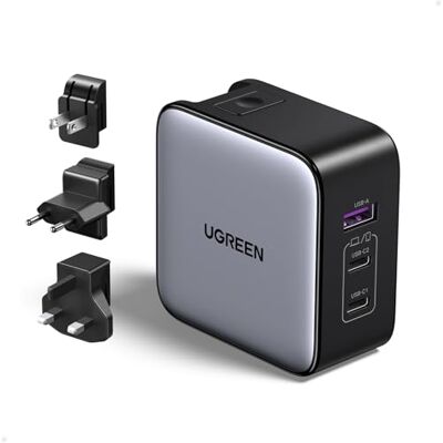UGREEN Nexode 65 W GaN reisoplader, USB C, internationale adapter met EU-stekkers, UK US, compatibel met iPhone 15 Plus Pro Max 14 13 12 Galaxy S23 Ultra MacBook Pro Air M1 iPad Pro Air Mini UGREEN Nexode 65 W GaN reisoplader, USB C, internationale adapter met EU-stekkers, UK US, compatibel met iPhone 15 Plus Pro Max 14 13 12 Galaxy S23 Ultra MacBook Pro Air M1 iPad Pro Air Mini