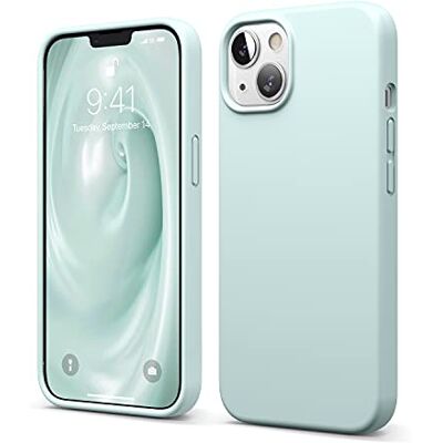 elago Beschermhoes van vloeibare silicone, compatibel met iPhone 13, 6,1 inch, hoes van premium silicone, rondom bescherming, schokbestendige hoes met 3 structuren, zachte microvezel, voorkomt krassen (mintgroen) elago Beschermhoes van vloeibare silicone, compatibel met iPhone 13, 6,1 inch, hoes van premium silicone, rondom bescherming, schokbestendige hoes met 3 structuren, zachte microvezel, voorkomt krassen (mintgroen)