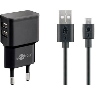 goobay Ultra lineaire module Micro USB Dual Oplaadset 2,4 A 44984 voor wandstopcontact, uitgangsstroom (max.), 2,4 A, 2 x USB goobay Ultra lineaire module Micro USB Dual Oplaadset 2,4 A 44984 voor wandstopcontact, uitgangsstroom (max.), 2,4 A, 2 x USB