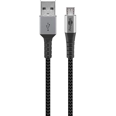 goobay 49282 micro-USB-kabel extra robuuste textielkabel met metalen stekkers 1 m goobay 49282 micro-USB-kabel extra robuuste textielkabel met metalen stekkers 1 m