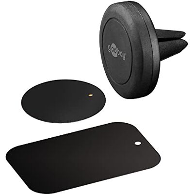 goobay 47145 Magnetische telefoonhouder voor autoventilatie, universeel design, slank, voor smartphone, zwart goobay 47145 Magnetische telefoonhouder voor autoventilatie, universeel design, slank, voor smartphone, zwart