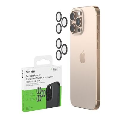 Belkin Screenforce TemperedGlass Lensbescherming voor Apple iPhone 17 Pro, 17 Pro Max, 16 Pro en 16 Pro Max, compatibel met hoesjes en beschermhoezen (2 stuks) Belkin Screenforce TemperedGlass Lensbescherming voor Apple iPhone 17 Pro, 17 Pro Max, 16 Pro en 16 Pro Max, compatibel met hoesjes en beschermhoezen (2 stuks)