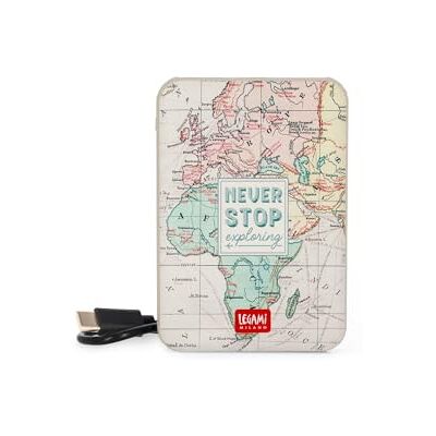 Legami Powerbank, SuperCharge, Travel Theme, 2 Type-C poorten en 1 USB, laadt tot 2 apparaten tegelijkertijd op, Type-C oplaadkabel inbegrepen, capaciteit 5000 mAh Legami Powerbank, SuperCharge, Travel Theme, 2 Type-C poorten en 1 USB, laadt tot 2 apparaten tegelijkertijd op, Type-C oplaadkabel inbegrepen, capaciteit 5000 mAh