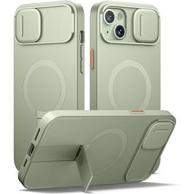 SURITCH Magnetisch beschermhoesje compatibel met iPhone 14 Plus/15 Plus, schokbestendig, krasbestendig, met verschuifbare camera-afdekking en verstelbare standaard (kakigroen) SURITCH Magnetisch beschermhoesje compatibel met iPhone 14 Plus/15 Plus, schokbestendig, krasbestendig, met verschuifbare camera-afdekking en verstelbare standaard (kakigroen)