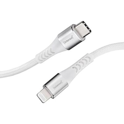 Intenso USB C315L USB-C naar Lightning-kabel, MFi-gecertificeerd, Power Delivery tot 60 W, nylon, 1,5 m, wit Intenso USB C315L USB-C naar Lightning-kabel, MFi-gecertificeerd, Power Delivery tot 60 W, nylon, 1,5 m, wit