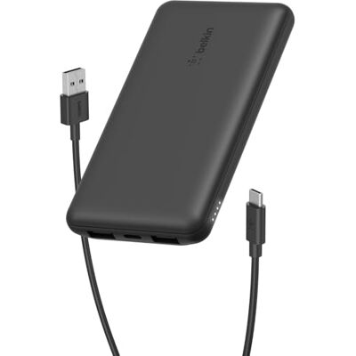 Belkin Externe accu, 10.000 mAh, externe oplader, 1 USB-C-poort en 2 USB-A-poorten, tot 15 W, USB-A naar USB-C-kabel, draagbare batterij, powerbank voor iPhone, Galaxy, Pixel, iPad, zwart Belkin Externe accu, 10.000 mAh, externe oplader, 1 USB-C-poort en 2 USB-A-poorten, tot 15 W, USB-A naar USB-C-kabel, draagbare batterij, powerbank voor iPhone, Galaxy, Pixel, iPad, zwart