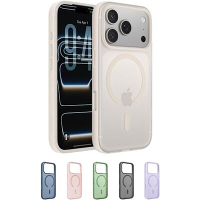 Belkin SheerForce Grip Beschermhoes voor iPhone 17 Pro, compatibel met MagSafe, slank design, bescherming met antislip groeven, magnetisch en schokbestendig, beige Belkin SheerForce Grip Beschermhoes voor iPhone 17 Pro, compatibel met MagSafe, slank design, bescherming met antislip groeven, magnetisch en schokbestendig, beige
