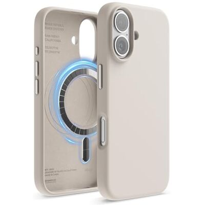 elago Magnetische siliconen hoes voor iPhone 16 Compatibel met MagSafe, geïntegreerde magneten, zachte siliconen, antislip, schokbestendig (Stone) elago Magnetische siliconen hoes voor iPhone 16 Compatibel met MagSafe, geïntegreerde magneten, zachte siliconen, antislip, schokbestendig (Stone)