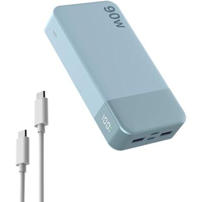 NOBIS Externe accu, 90 W, 20.000 mAh, powerbank met USB-C naar C-kabel Draagbare batterij, snel opladen, bidirectioneel, digitaal display voor iPhone, Android, laptop enz. NOBIS Externe accu, 90 W, 20.000 mAh, powerbank met USB-C naar C-kabel Draagbare batterij, snel opladen, bidirectioneel, digitaal display voor iPhone, Android, laptop enz.