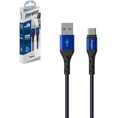 Energizer Gevlochten USB-C oplaadkabel kabel voor lange lader hoge weerstand blauw Pour smartphones Android, Samsung Galaxy, Xiaomi et tablettes, gaine qui résiste aux pliures, charge et transfert de données Energizer Gevlochten USB-C oplaadkabel kabel voor lange lader hoge weerstand blauw Pour smartphones Android, Samsung Galaxy, Xiaomi et tablettes, gaine qui résiste aux pliures, charge et transfert de données