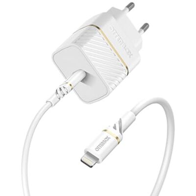 Otterbox EU USB-C wandoplader 20 W PD + prestaties USB C-Lightning 1 m oplader + kabel, snel opladen, wit Otterbox EU USB-C wandoplader 20 W PD + prestaties USB C-Lightning 1 m oplader + kabel, snel opladen, wit