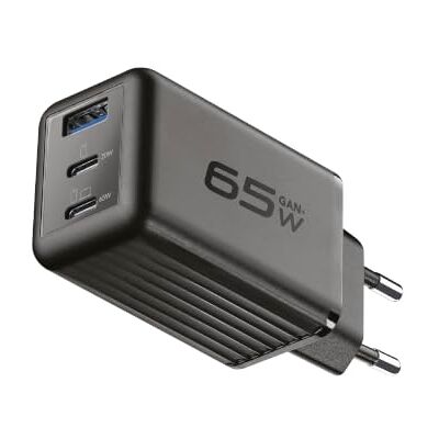 Cellular Line Multipower Micro netwerklader Super Fast Charger 65 W met 3 USB-C-poorten uitgerust met GAN-technologie compatibel met smartphone, iPhone, tablet, iPad, laptop en Cellular Line Multipower Micro netwerklader Super Fast Charger 65 W met 3 USB-C-poorten uitgerust met GAN-technologie compatibel met smartphone, iPhone, tablet, iPad, laptop en