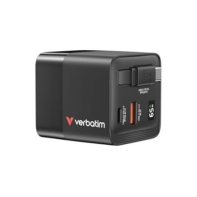 Verbatim Oplader 65 W 2-poorts USB-C met uitbreidbare USB-C kabel en USB-A Power Adapter snellader voor Apple iPad, iPhone, Samsung & Co, reisadapter voor EU, UK, USA Verbatim Oplader 65 W 2-poorts USB-C met uitbreidbare USB-C kabel en USB-A Power Adapter snellader voor Apple iPad, iPhone, Samsung & Co, reisadapter voor EU, UK, USA