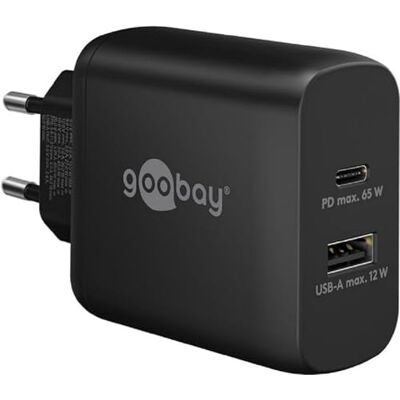 goobay 65409 Dual oplader 65W/USB-C & USB-A Power Delivery snellader met 2 USB-poorten/oplader voor mobiele telefoon, iPad, tablet enz. goobay 65409 Dual oplader 65W/USB-C & USB-A Power Delivery snellader met 2 USB-poorten/oplader voor mobiele telefoon, iPad, tablet enz.