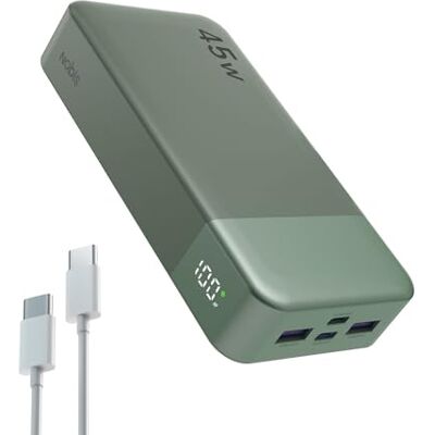 NOBIS Power Bank, 20.000 mAh, draagbare oplader, 45 W USB C in & Out snel opladen, externe batterij 4 poorten met digitaal led-display, compatibel met MacBook, iPhone 15 14 13 Pro S23 (groen) NOBIS Power Bank, 20.000 mAh, draagbare oplader, 45 W USB C in & Out snel opladen, externe batterij 4 poorten met digitaal led-display, compatibel met MacBook, iPhone 15 14 13 Pro S23 (groen)
