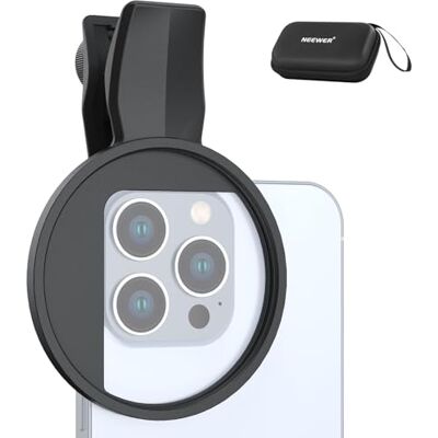 NEEWER Filterclip voor telefoon, 67 mm, compatibel met iPhone 16 15 Pro Max Plus 16e 14 13 Mini 12, verstelbare schroefdraadfilterklemhouder met antislip rubberen pad, LA007 NEEWER Filterclip voor telefoon, 67 mm, compatibel met iPhone 16 15 Pro Max Plus 16e 14 13 Mini 12, verstelbare schroefdraadfilterklemhouder met antislip rubberen pad, LA007