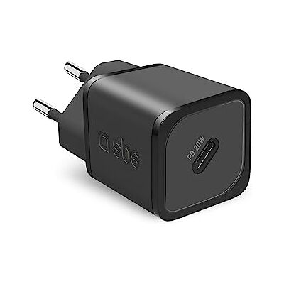 SBS Slim USB-C voeding, 20 W, GaN-technologie, Power Delivery (PD), snel opladen, super compact, oplader voor iPhone, iPad, Airpods, Samsung, Pixel, tablet, smartphone, zwart SBS Slim USB-C voeding, 20 W, GaN-technologie, Power Delivery (PD), snel opladen, super compact, oplader voor iPhone, iPad, Airpods, Samsung, Pixel, tablet, smartphone, zwart