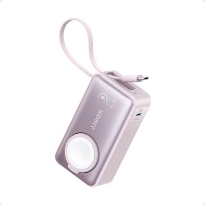 Anker Externe accu, magnetisch, 10.000 mAh, PD 35 W, met geïntegreerde USB-C-kabel, powerbank snel opladen, voor Apple Watch, iPhone 16 Pro Max/15/14/13/12, Samsung, iPad, AirPods en andere Anker Externe accu, magnetisch, 10.000 mAh, PD 35 W, met geïntegreerde USB-C-kabel, powerbank snel opladen, voor Apple Watch, iPhone 16 Pro Max/15/14/13/12, Samsung, iPad, AirPods en andere