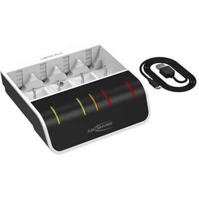 Ansmann Oplader voor Comfort Multi "Perfect 7" batterijen (1 stuk) automatische oplader voor 1-4 NiMH AA, AAA, Baby C, Mono D of 1 x 9V batterij apparaat voor het opladen en reactiveren van batterijen Ansmann Oplader voor Comfort Multi "Perfect 7" batterijen (1 stuk) automatische oplader voor 1-4 NiMH AA, AAA, Baby C, Mono D of 1 x 9V batterij apparaat voor het opladen en reactiveren van batterijen