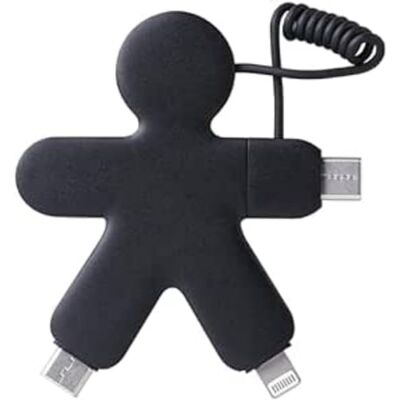 Xoopar Buddy Multi USB-kabel 4-in-1 in octopusvorm, zwart, universele oplader van gerecycled kunststof, USB-C, Lightning, universele USB voor smartphone Xoopar Buddy Multi USB-kabel 4-in-1 in octopusvorm, zwart, universele oplader van gerecycled kunststof, USB-C, Lightning, universele USB voor smartphone