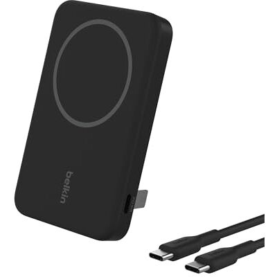 Belkin BoostCharge Pro Externe accu, magnetisch, draadloos, 5000 mAh, met Qi2, MagSafe-compatibele draagbare oplader, geïntegreerde standaard, draagbare batterij voor iPhone 16, iPhone 15, 14, 13 enz Belkin BoostCharge Pro Externe accu, magnetisch, draadloos, 5000 mAh, met Qi2, MagSafe-compatibele draagbare oplader, geïntegreerde standaard, draagbare batterij voor iPhone 16, iPhone 15, 14, 13 enz