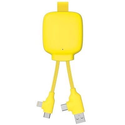 Xoopar 4-in-1 USB-multiconnectorkabel, universele oplader en externe batterij, 3000 mAh, van gerecycled kunststof, Gamma Lite, geel Xoopar 4-in-1 USB-multiconnectorkabel, universele oplader en externe batterij, 3000 mAh, van gerecycled kunststof, Gamma Lite, geel
