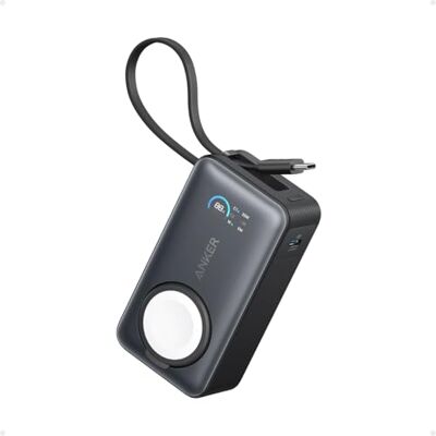 Anker Externe accu, magnetisch, 10.000 mAh, PD 35 W, met geïntegreerde USB-C-kabel, powerbank snel opladen, voor Apple Watch, iPhone 17 Pro Max/17/15/14/13, Samsung, iPad, AirPods en andere (zwart) Anker Externe accu, magnetisch, 10.000 mAh, PD 35 W, met geïntegreerde USB-C-kabel, powerbank snel opladen, voor Apple Watch, iPhone 17 Pro Max/17/15/14/13, Samsung, iPad, AirPods en andere (zwart)