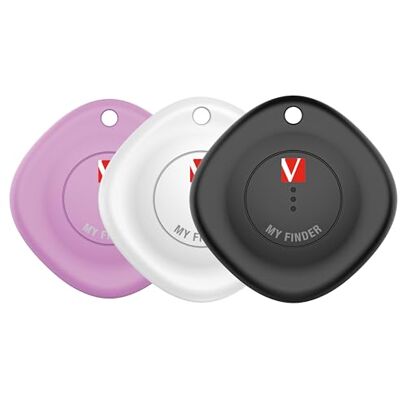 Verbatim My Finder Bluetooth-tracker voor rugzak, koffer, portemonnee, sleutels, enz., compatibel met Apple "Waar is ?", set van 3 met verwisselbare batterij Verbatim My Finder Bluetooth-tracker voor rugzak, koffer, portemonnee, sleutels, enz., compatibel met Apple "Waar is ?", set van 3 met verwisselbare batterij
