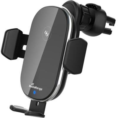 MediaRange Inductieve auto snellaadstation Auto mobiele telefoonhouder met oplaadfunctie voor draadloos opladen, Qi 15W snel opladen, snelle draadloze oplader MediaRange Inductieve auto snellaadstation Auto mobiele telefoonhouder met oplaadfunctie voor draadloos opladen, Qi 15W snel opladen, snelle draadloze oplader